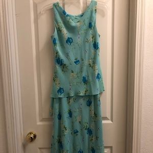 DAVID WARREN teal petite medium dress